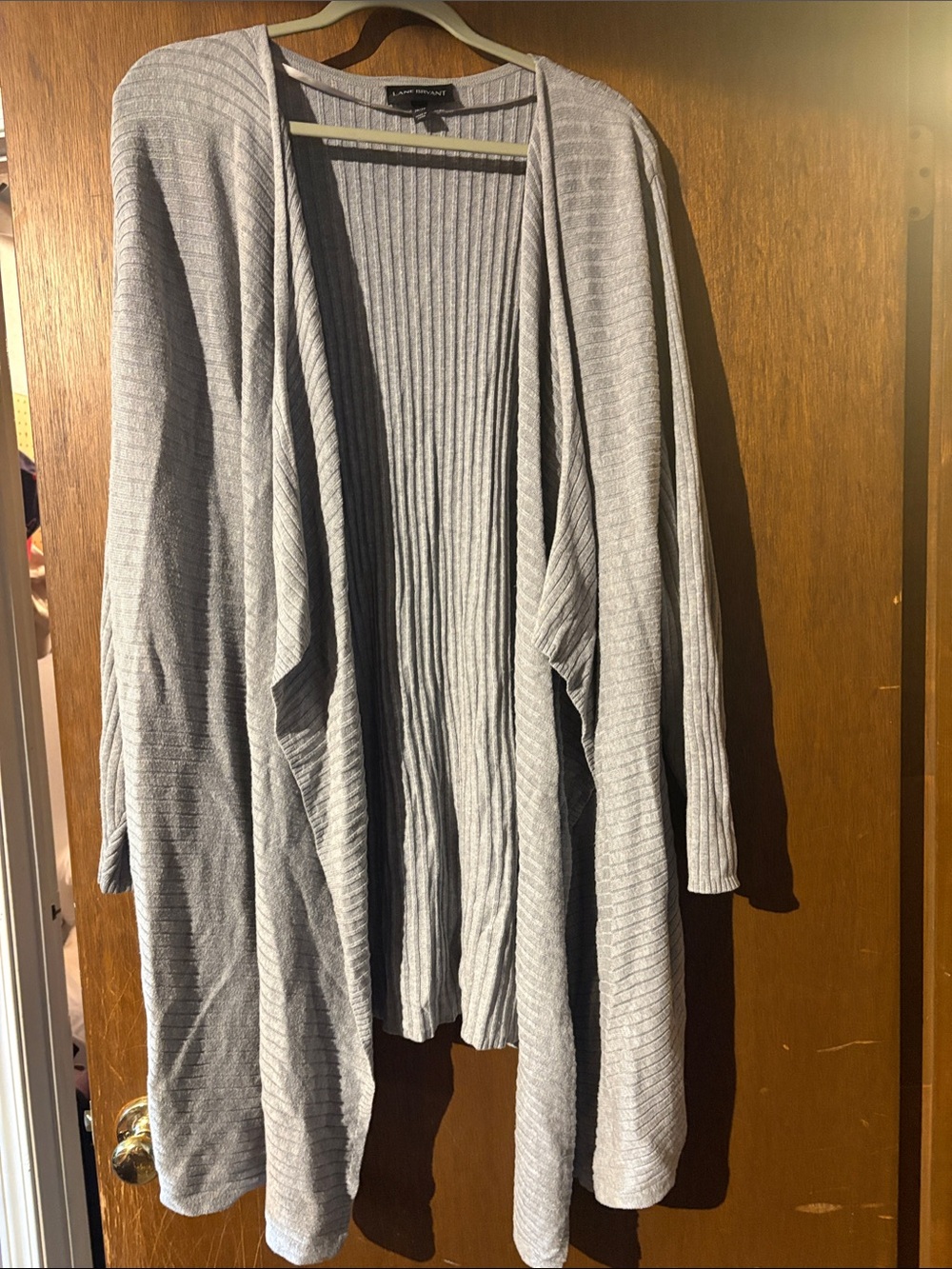 Lane Bryant Gray Ribbed Open-Front Duster Cardigan